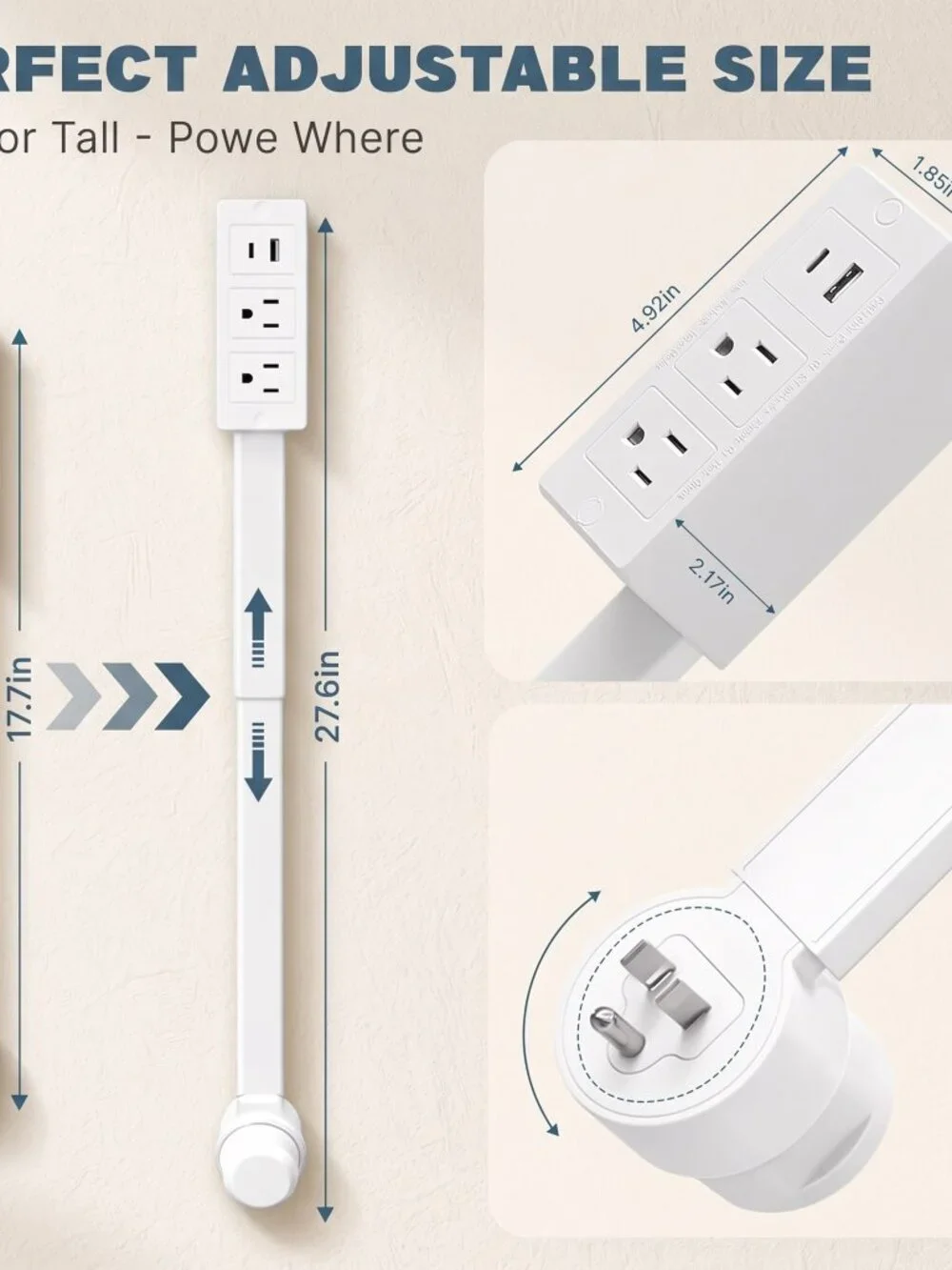 Electrical Outlet Extender Stick – Extendable Wall Outlet Extension for Hard